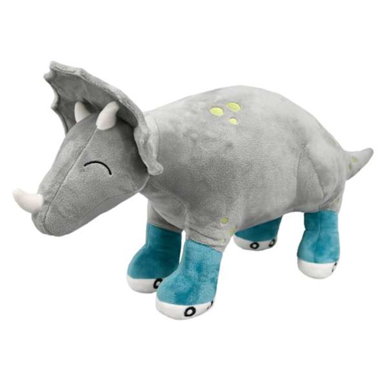 Tiny Dreamers Grey Triceratops Dinosaur Shaped Pillow, 11×16