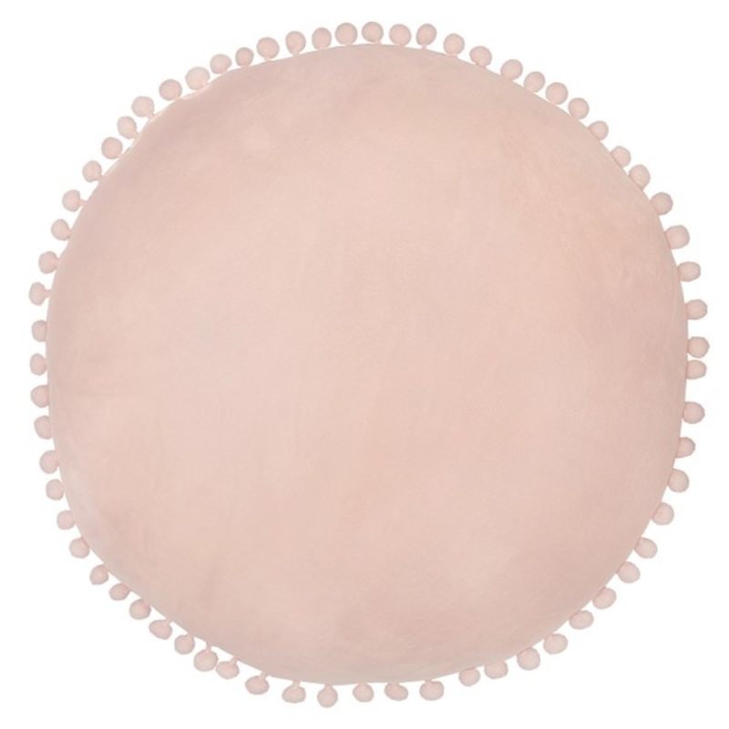 Tiny Dreamers Pink Round Pom-Pom Throw Pillow, 16″