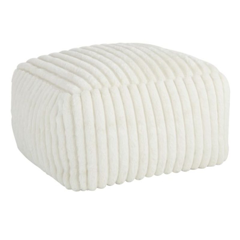 Tracey Boyd Esme Channeled Fur Pouf, Ivory