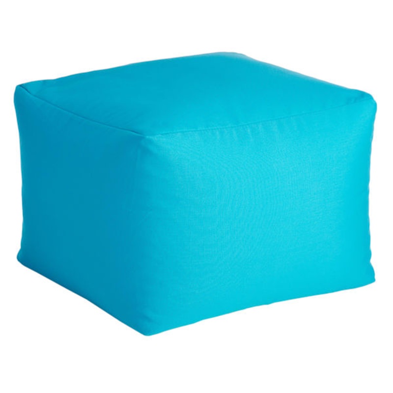 Turquoise Canvas Outdoor Pouf, 20″