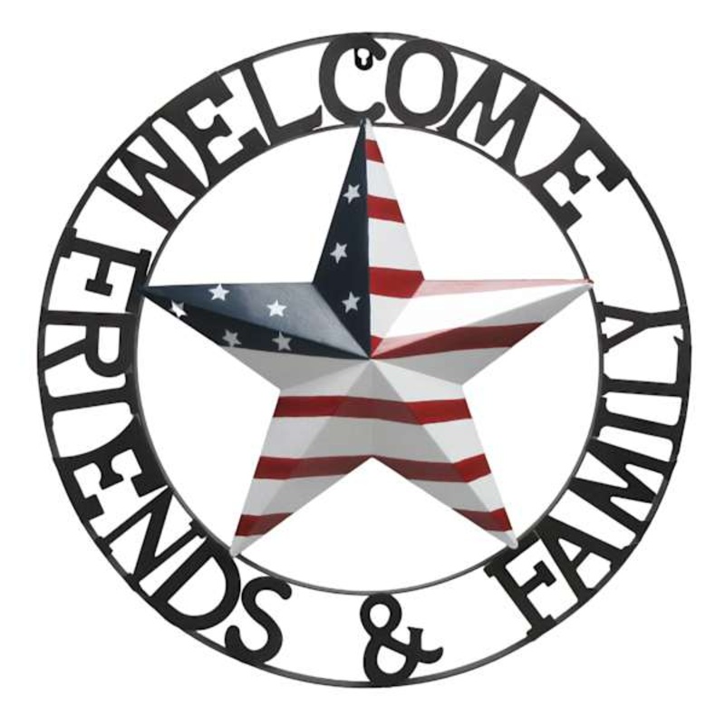 Welcome Friends & Family Patriotic Star Wall Decor, 22″