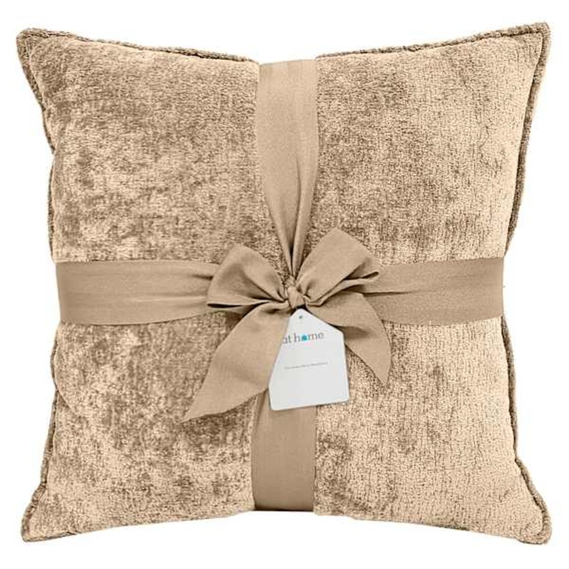 2-Pack Beige Textured Chenille Throw Pillows, 18″