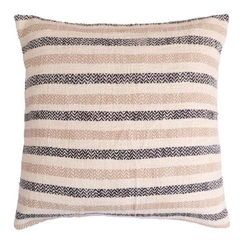 2-Pack Black & Beige Cabana Striped Throw Pillow, 24″