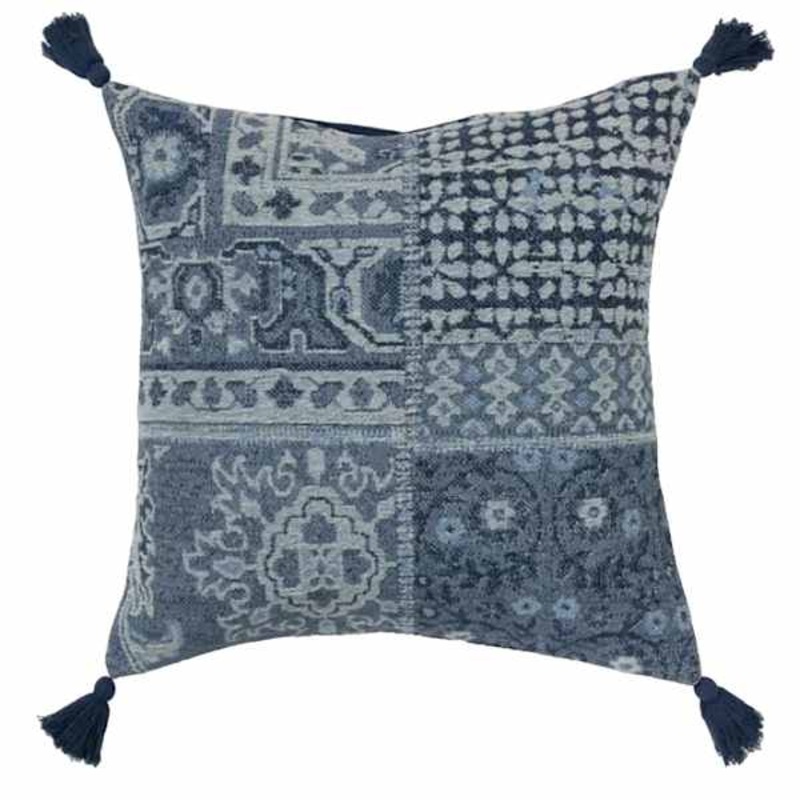 2-Pack Blue Woven Patchwork Throw Pillows, 20″
