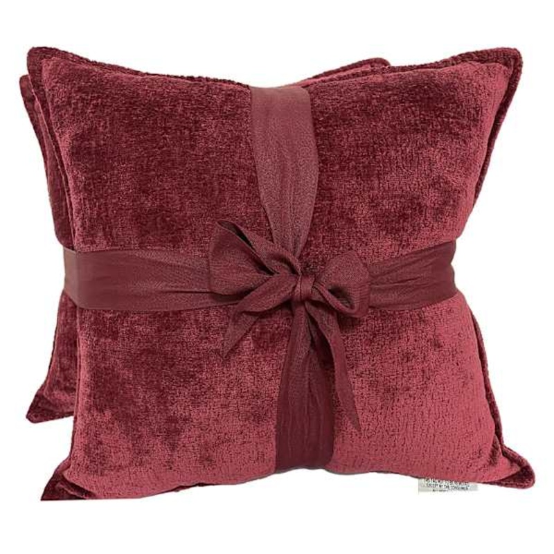2-Pack Cabernet Red Textured Chenille Throw Pillows, 18″