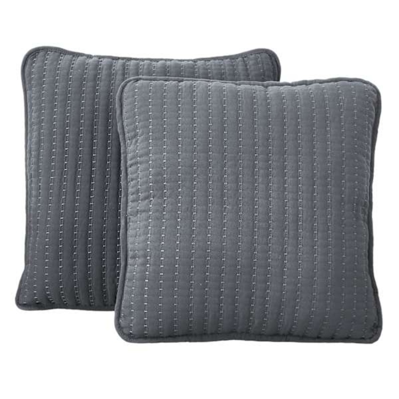 2-Pack Dark Grey Washed Microfiber Pillows, 18″