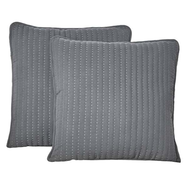2-Pack Dark Grey Washed Microfiber Throw Pillows, 24″