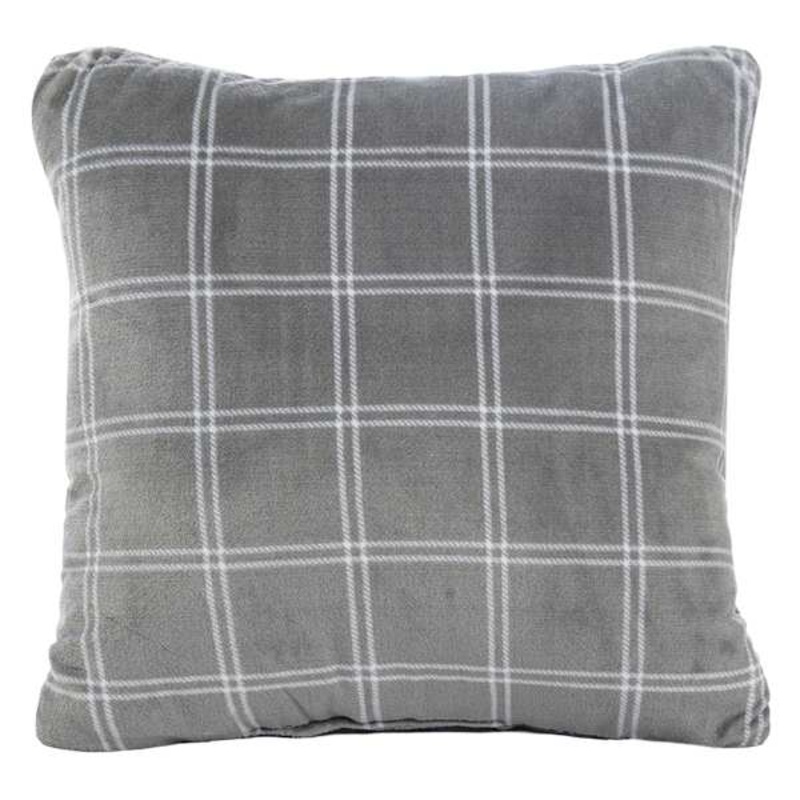 2-Pack Double Windowpane Grey Poly Filled Throw Pillows, 18″