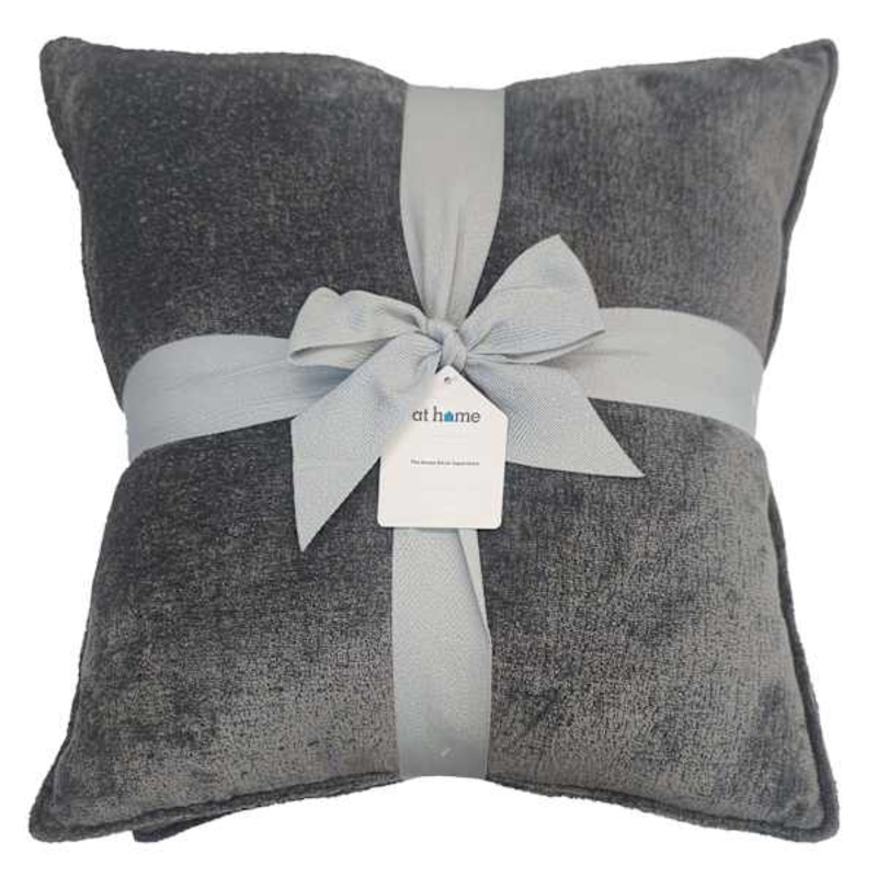 2-Pack Grey Textured Chenille Throw Pillows, 18″