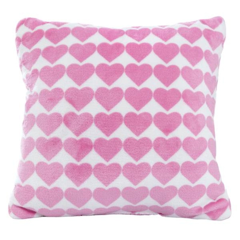 2-Pack Heart Stripe Pink Poly Filled Throw Pillows, 18″