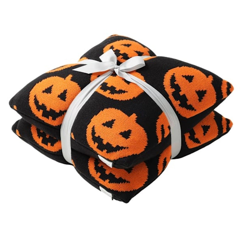 2-Pack Knit Pumpkin Throw Pillows, 18″