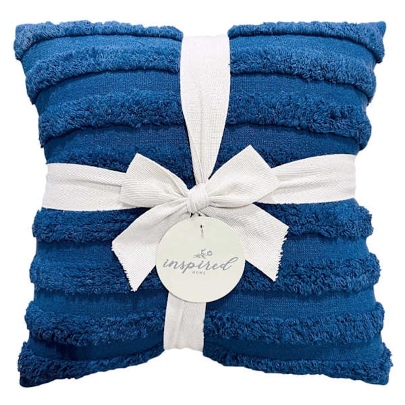 2-Pack Navy Blue Textured Stripe Throw Pillows, 18″