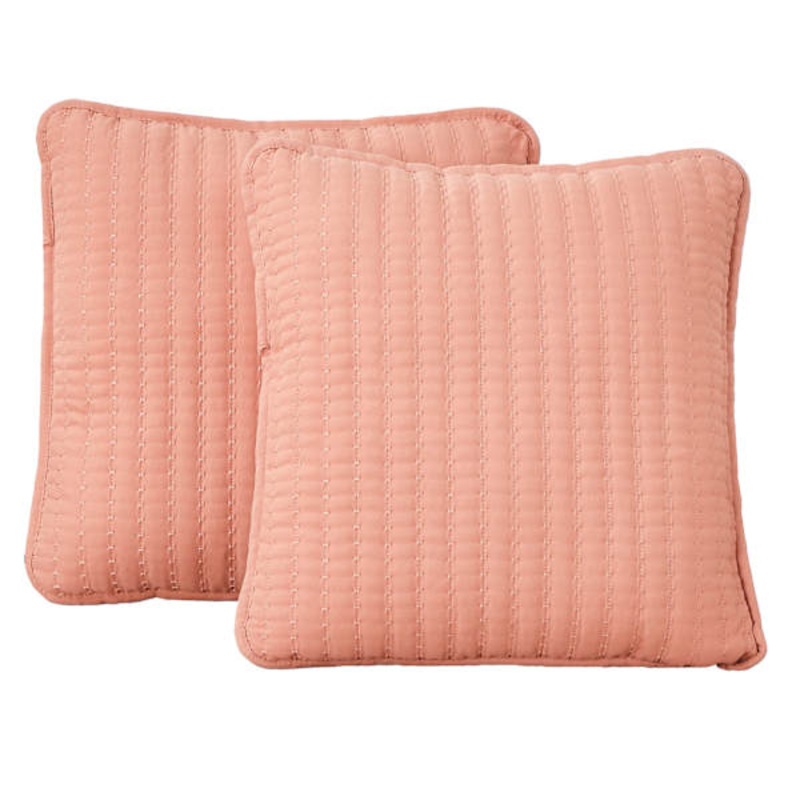 2-Pack Pink Washed Microfiber Throw Pillows, 18″