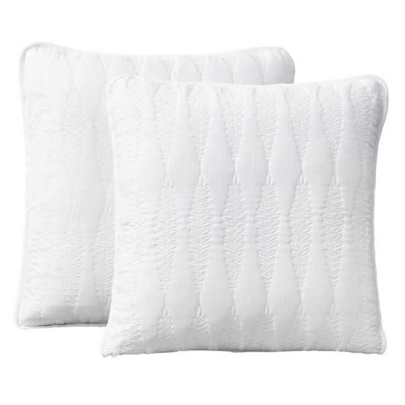 2-Pack White Embroidered Washed Microfiber Throw Pillows, 24″