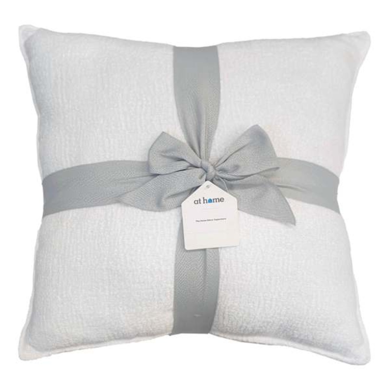 2-Pack White Textured Chenille Throw Pillows, 18″
