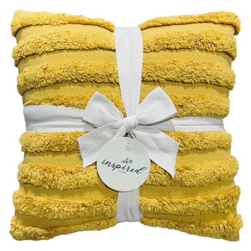 2-Pack Yellow Textured Stripe Throw Pillows, 18″
