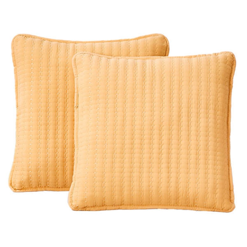 2-Pack Yellow Washed Microfiber Throw Pillows, 18″