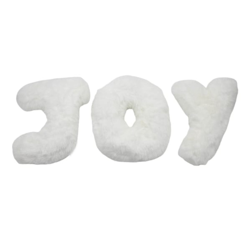 3-Pack White Faux Fur Joy Throw Pillows, 12″