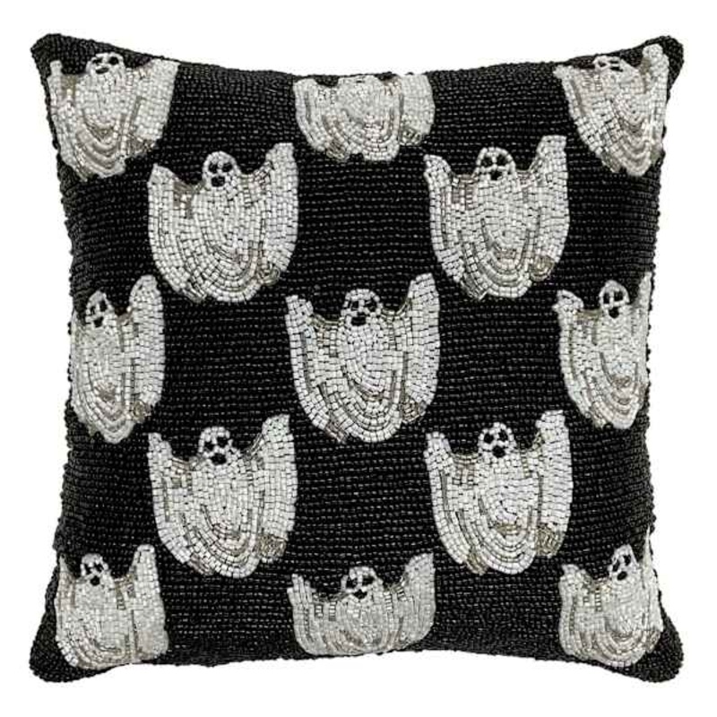 Beaded Ghosts Throw Pillow, 12″
