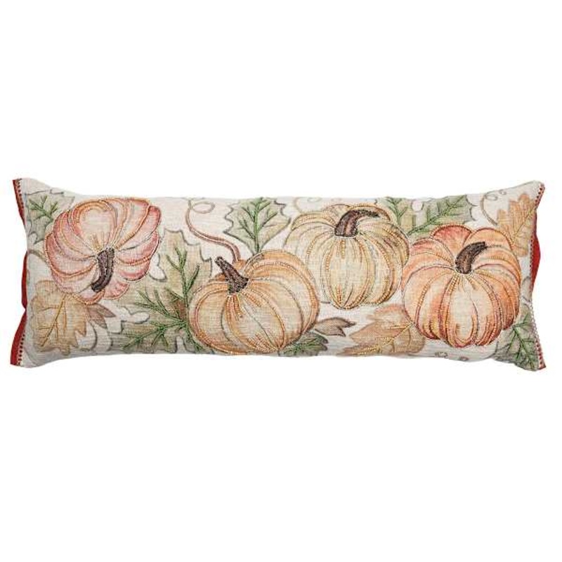 Beaded Pumpkins Extra Long Oblong Throw Pillow, 14×40
