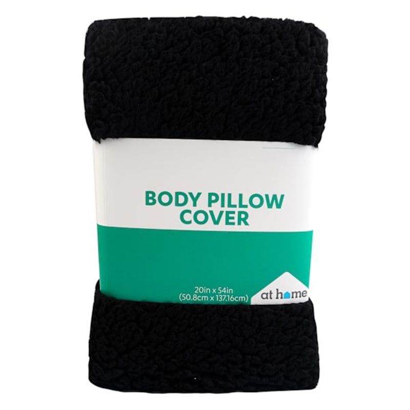 Black Sherpa Body Pillow Cover, 20×54