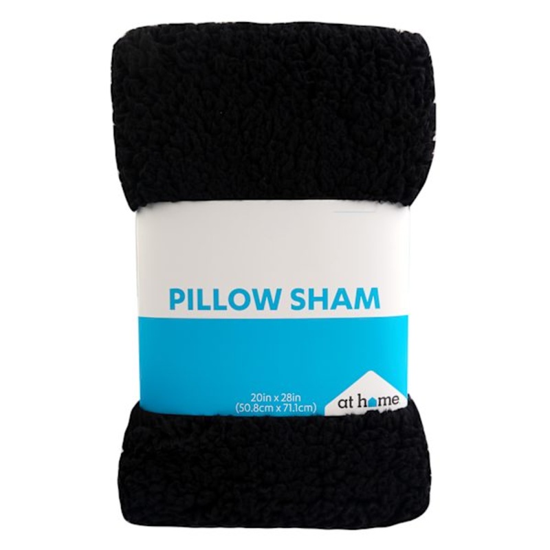 Black Sherpa Pillow Sham, 20×28