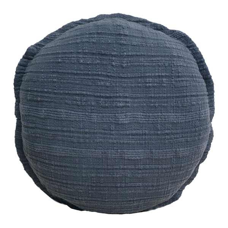 Blue Striped Slub Round Throw Pillow, 16″