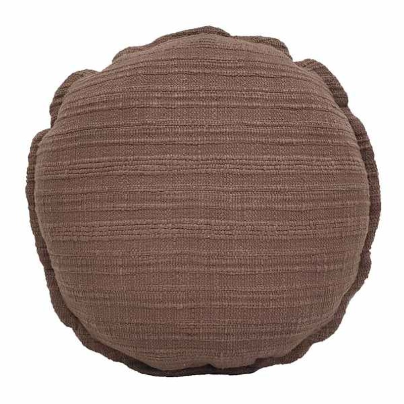 Brown Striped Slub Round Throw Pillow, 16″
