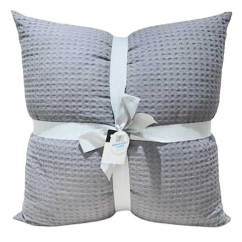 Crosby St. 2-Pack Grey Waffle Throw Pillows, 24″