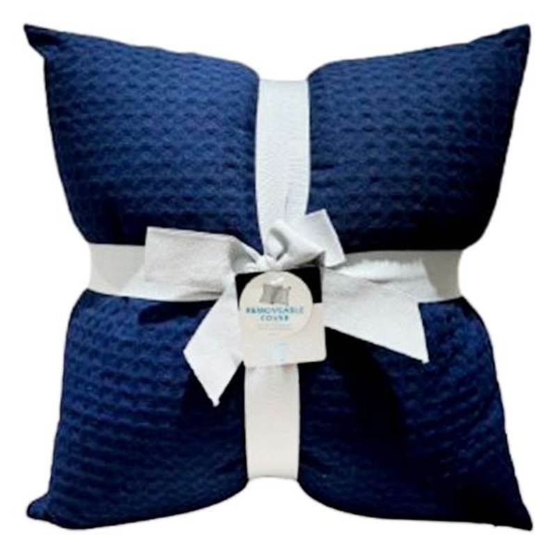 Crosby St. 2-Pack Navy Blue Waffle Pillows, 18″