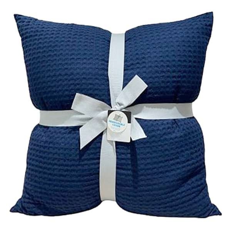 Crosby St. 2-Pack Navy Blue Waffle Pillows, 24″