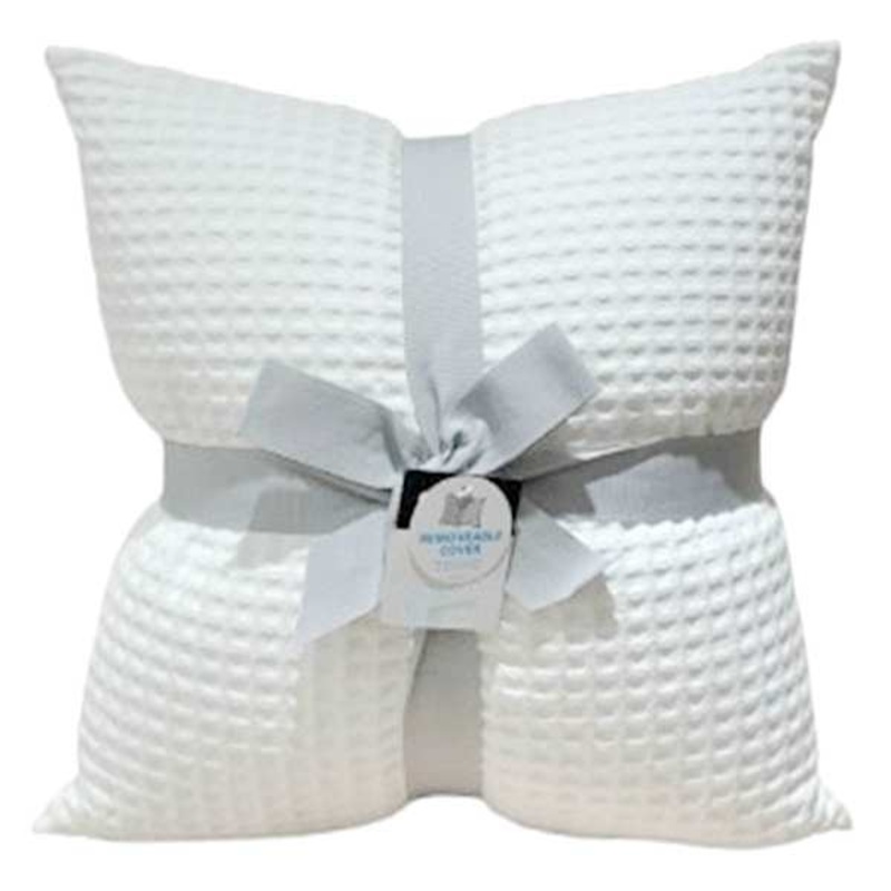 Crosby St. 2-Pack White Waffle Throw Pillows, 18″