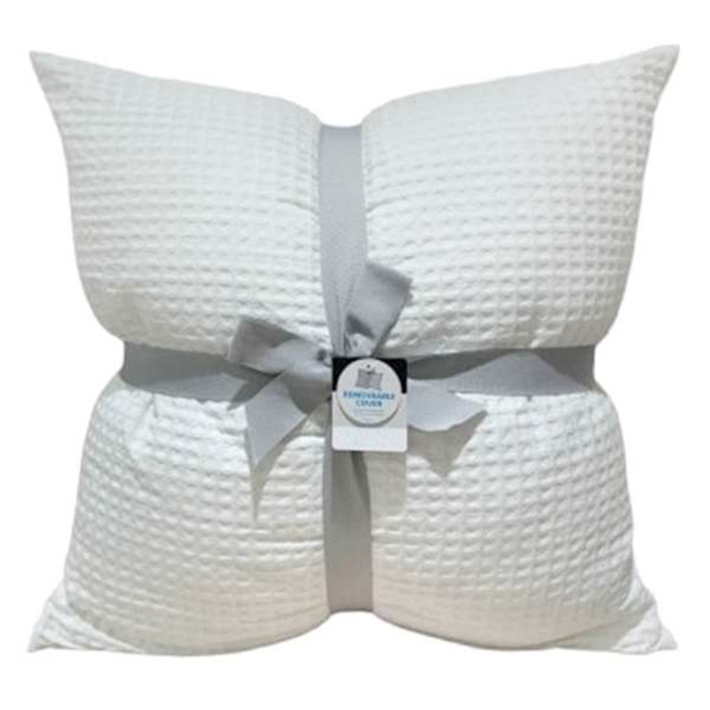 Crosby St. 2-Pack White Waffle Throw Pillows, 24″