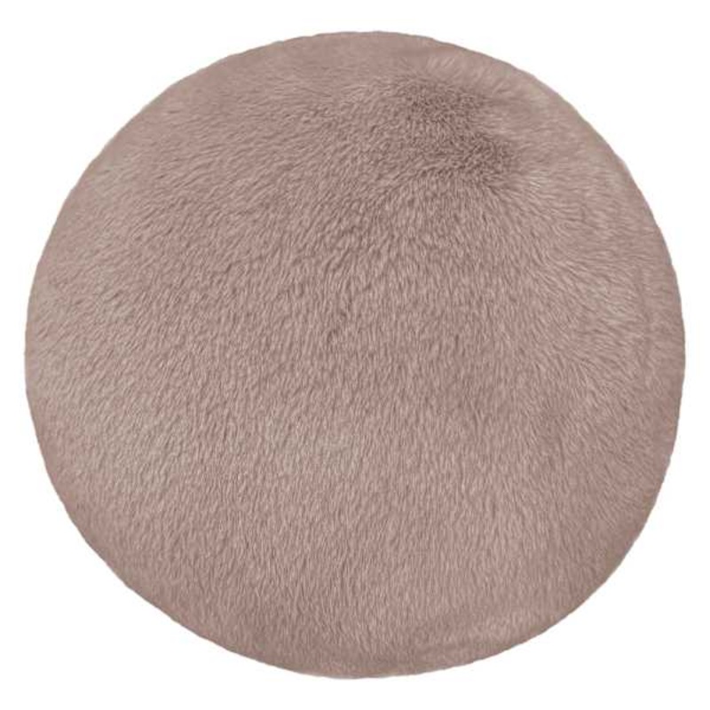 Crosby St. Brown Faux Fur Round Throw Pillow, 16″