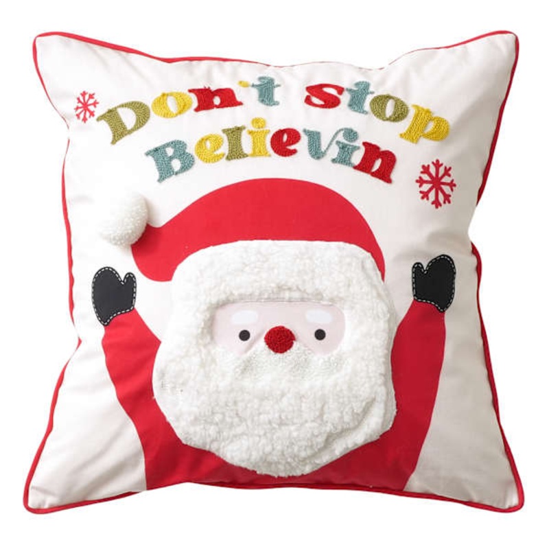 Don’t Stop Believing Santa Throw Pillow, 18″