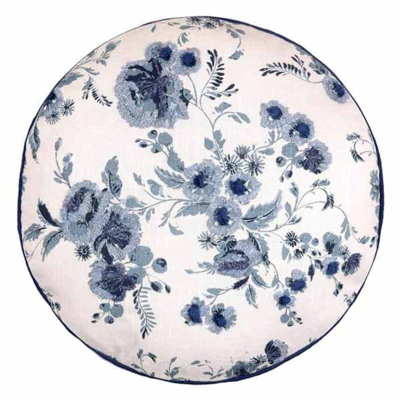 Floral Embroidered Round Throw Pillow, 16″