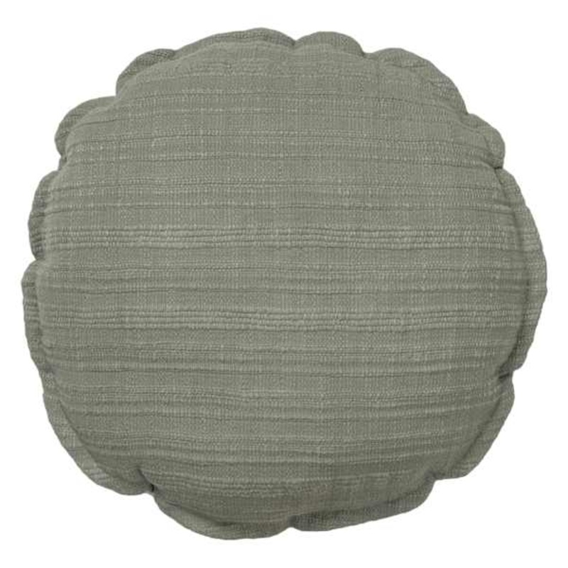 Green Striped Slub Round Throw Pillow, 16″