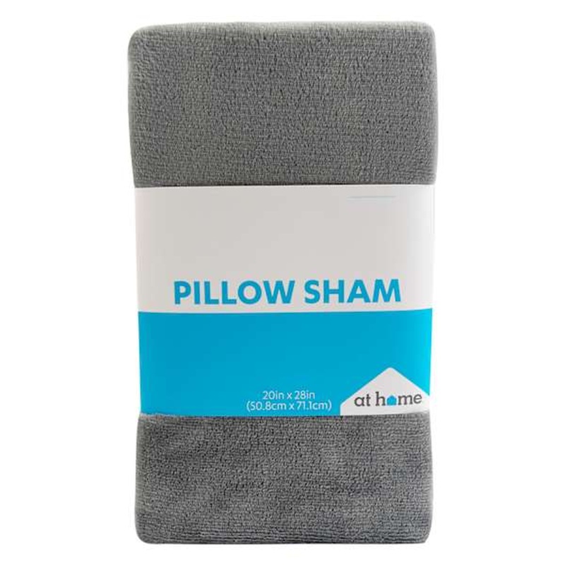 Grey Plush Pillow Sham, 20×28