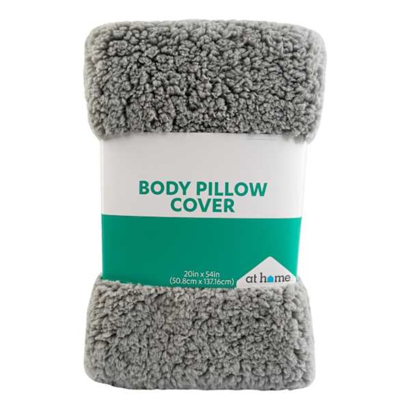 Grey Sherpa Body Pillow Cover, 20×54
