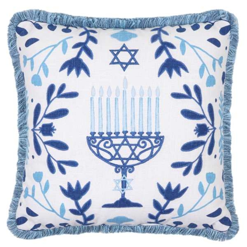 Hanukkah Menorah Throw Pillow, 18″