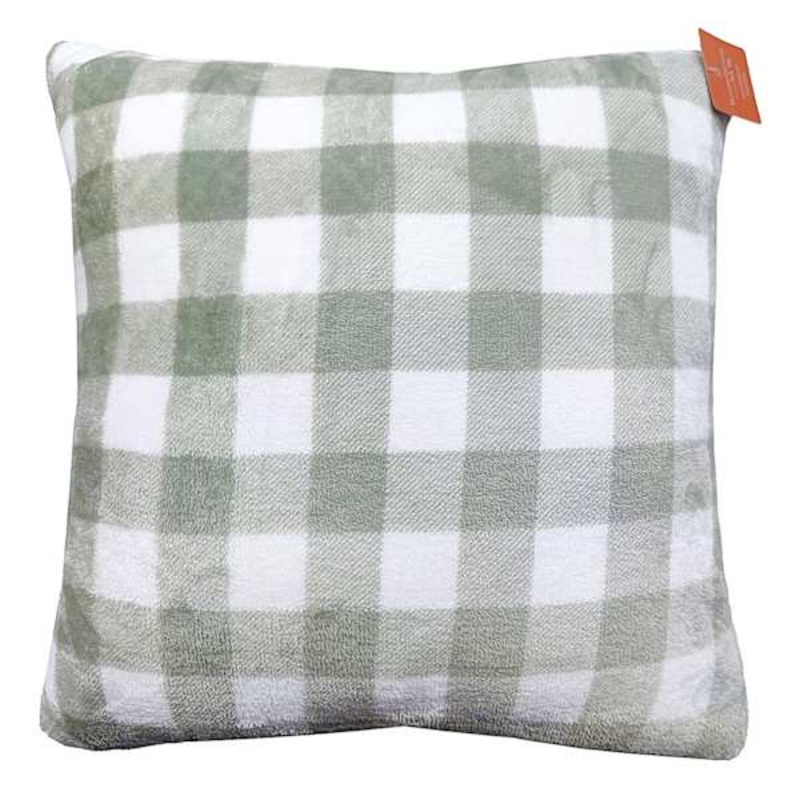 Honeybloom Green Gingham Plush Throw Pillow, 18″