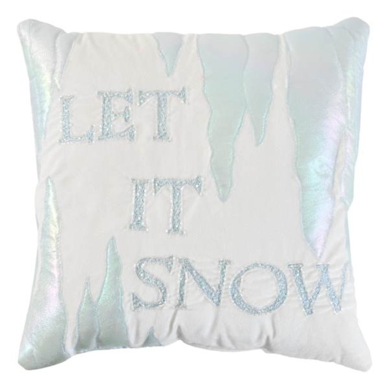 Let It Snow Iridescent Throw Pillow, 18″