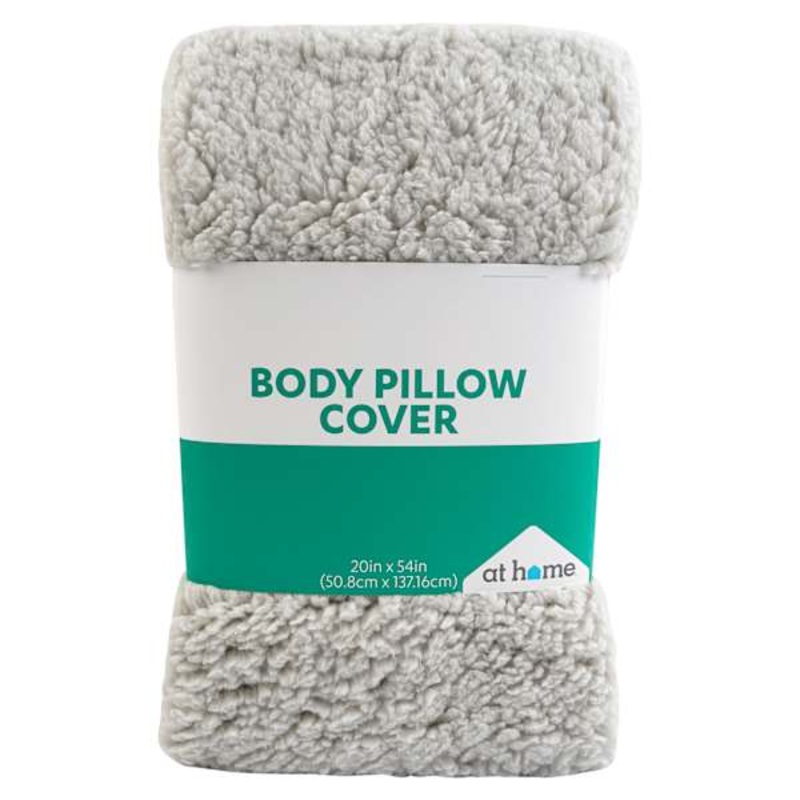 Light Grey Sherpa Body Pillow Cover, 20×54