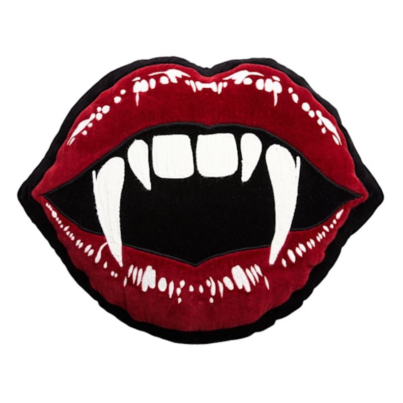 Midnight Shadows Halloween Fangs Shaped Throw Pillow, 18×15