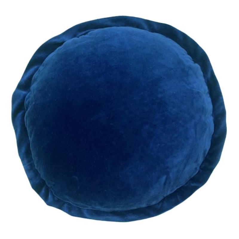 Navy Blue Round Throw Pillow with Flange, 16″