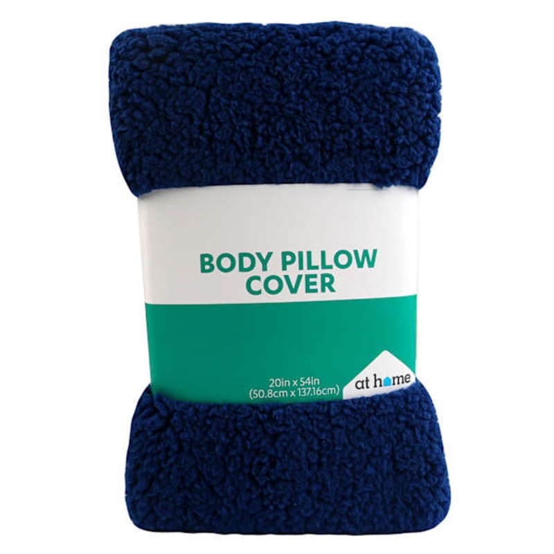 Navy Blue Sherpa Body Pillow Cover, 20×54