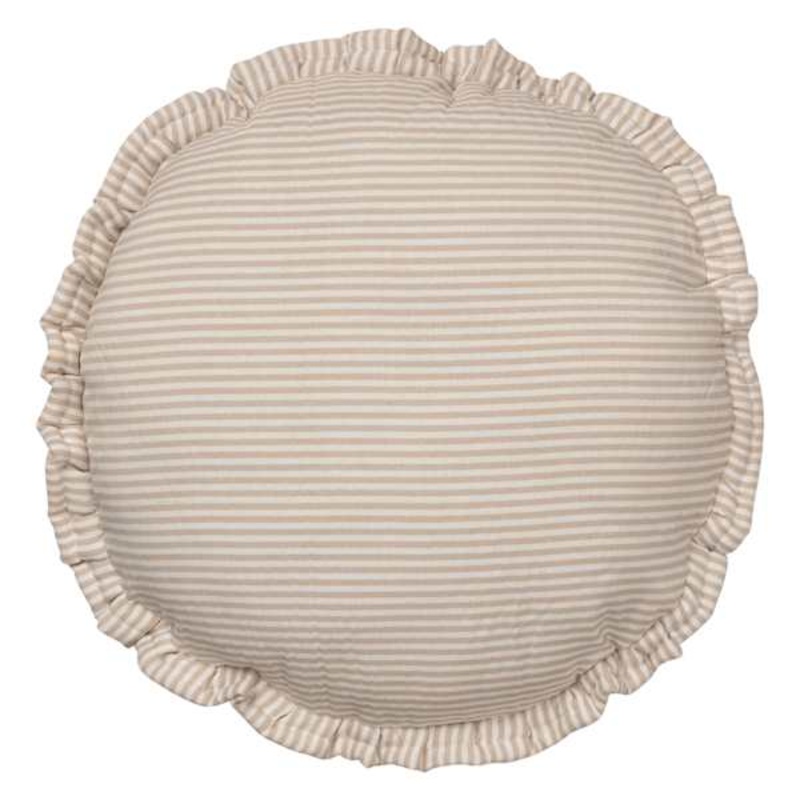 Neutral Striped Round Pillow