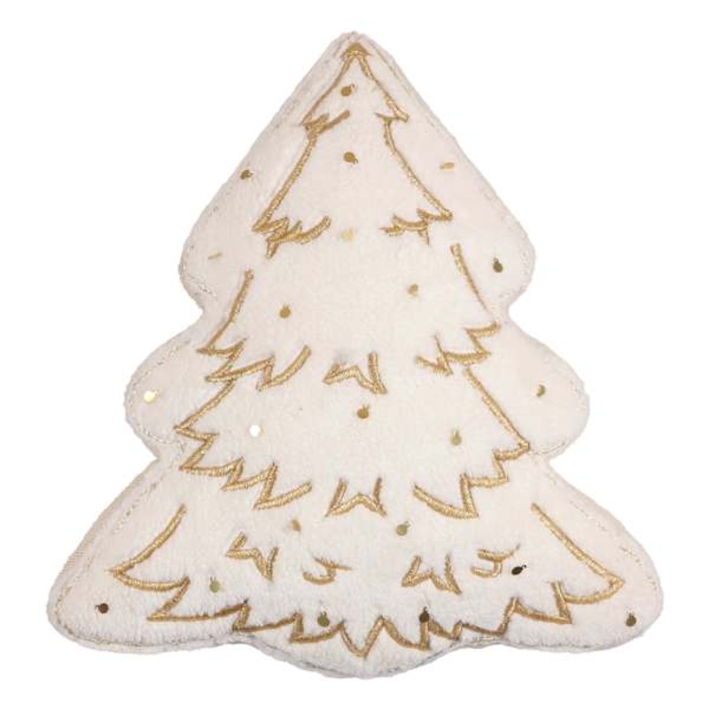 Neutral Tree Shaped Throw Pillow with Gold Sequins