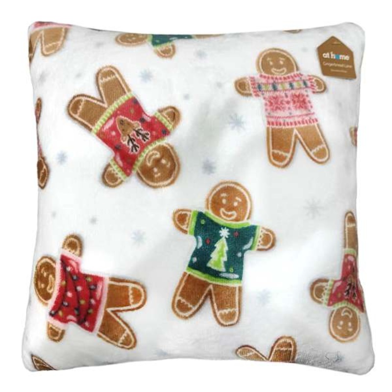 Printed Plush Throw Pillow, 18″