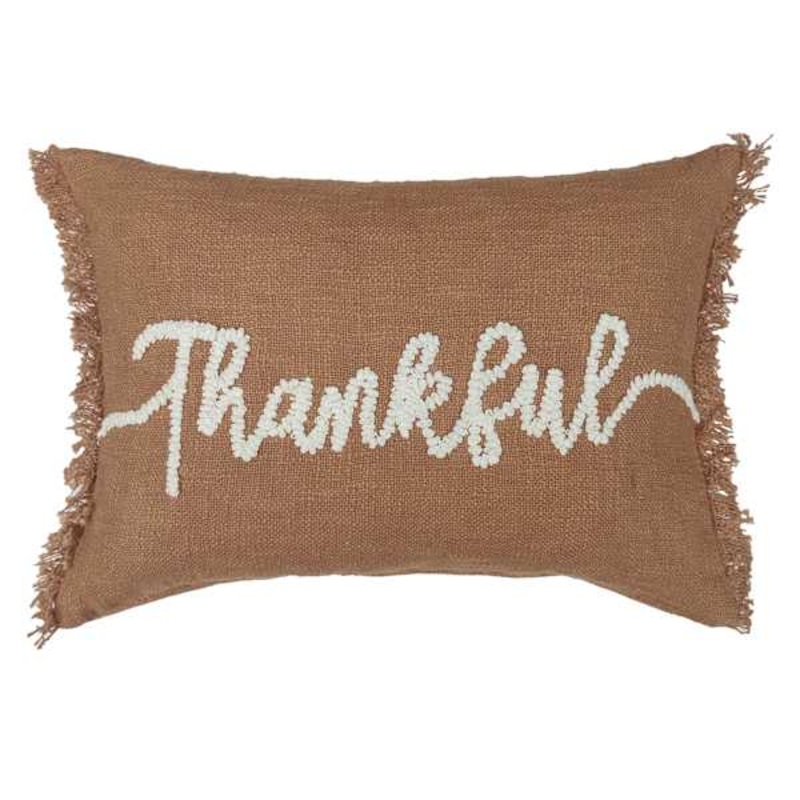 Thankful Throw Pillow with Fringe, 14×20